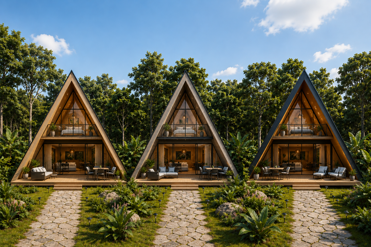 Via-Brasil-Condominio-Eco-Clube-GoldenPark-lItoral-Icapui-CE-chale-suiço-escandinavo-pavimento-terreo-Venda de Chalés Suíço Escandinavo