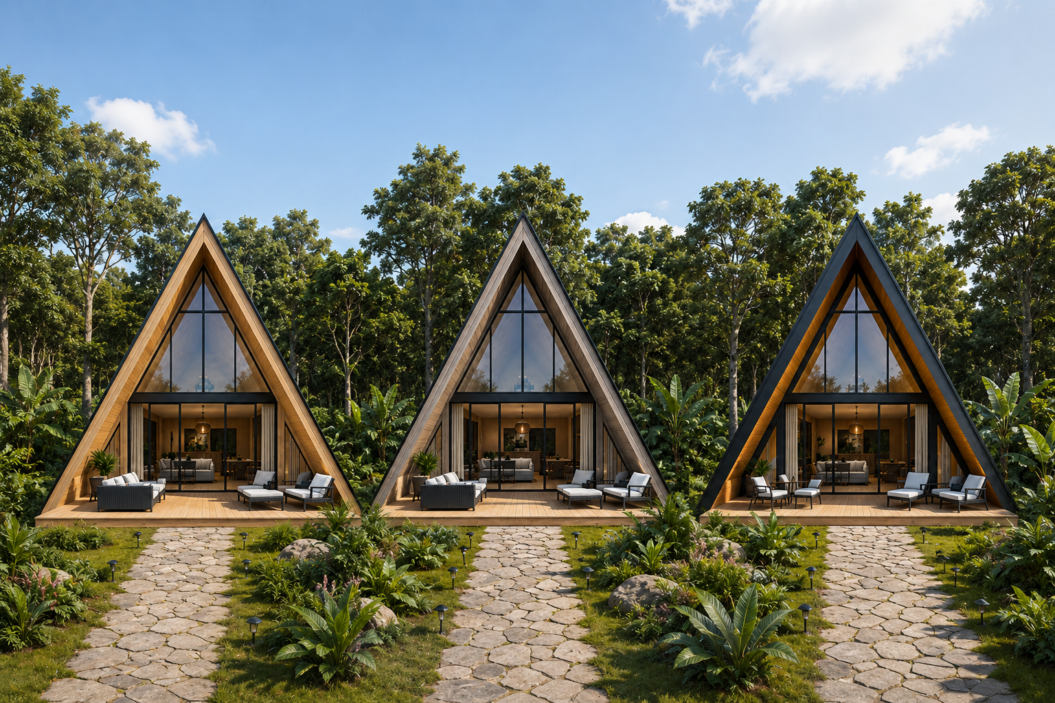 Via-Brasil-Condominio-Eco-Clube-GoldenPark-lItoral-Icapui-CE-chale-suiço-escandinavo-pavimento-terreo-Venda de Chalés Suíço Escandinavo